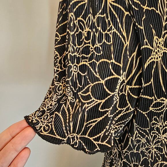 Connected Vintage Floral Pleated Ribbed Tiered Whimsygoth Midi Dress Size 10 - Picture 6 of 10